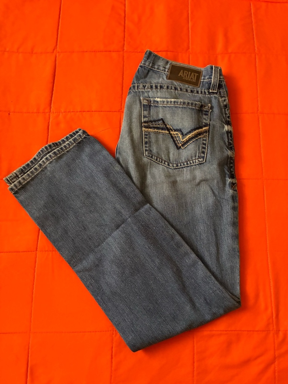 Ariat M4 Jeans Mens 33x36 Boot Cut Low Rise Jeans Wash Blue Denim Jeans